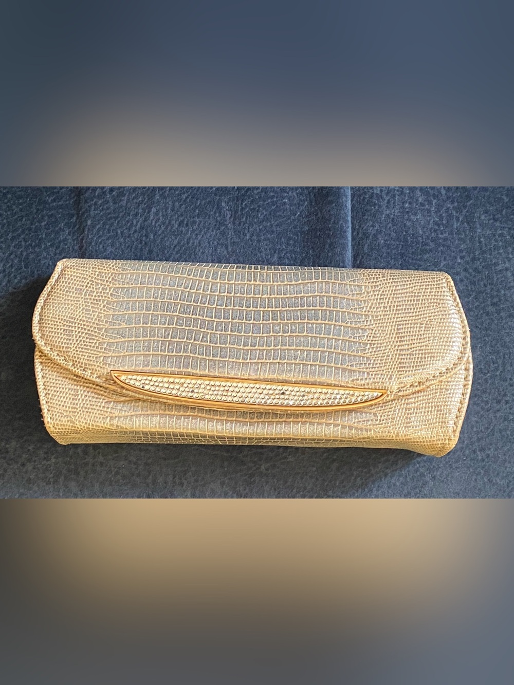 *Vintage* JUDITH LEIBER Gold Croc-Embossed Evening Clutch